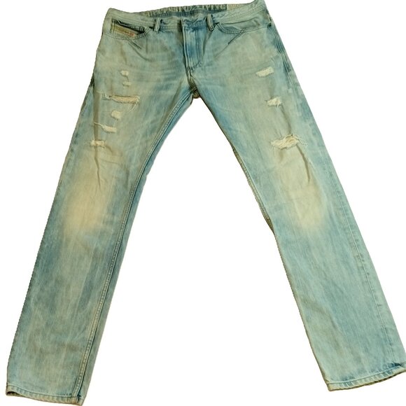 Diesel Shioner Mens Jeans Slim Skinny Distressed 33X32(35X33) Light Wash ITALY - Picture 1 of 16